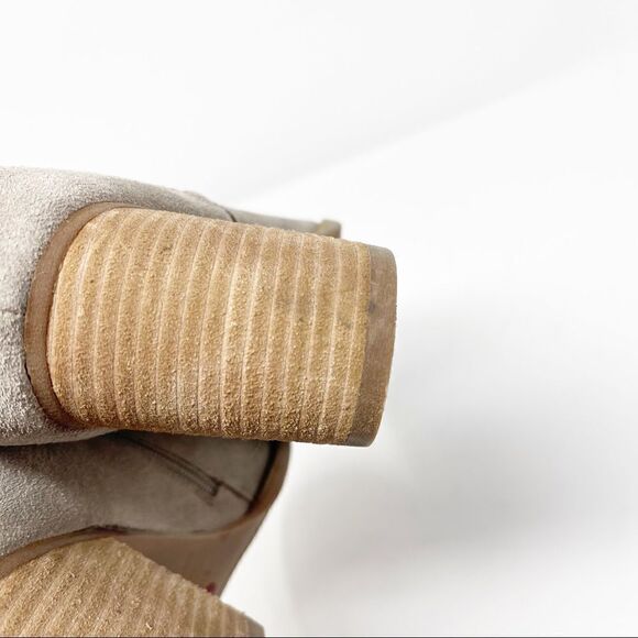 Blondo Taupe Tan Suede Block Stacked Booties 11 - Picture 8 of 10